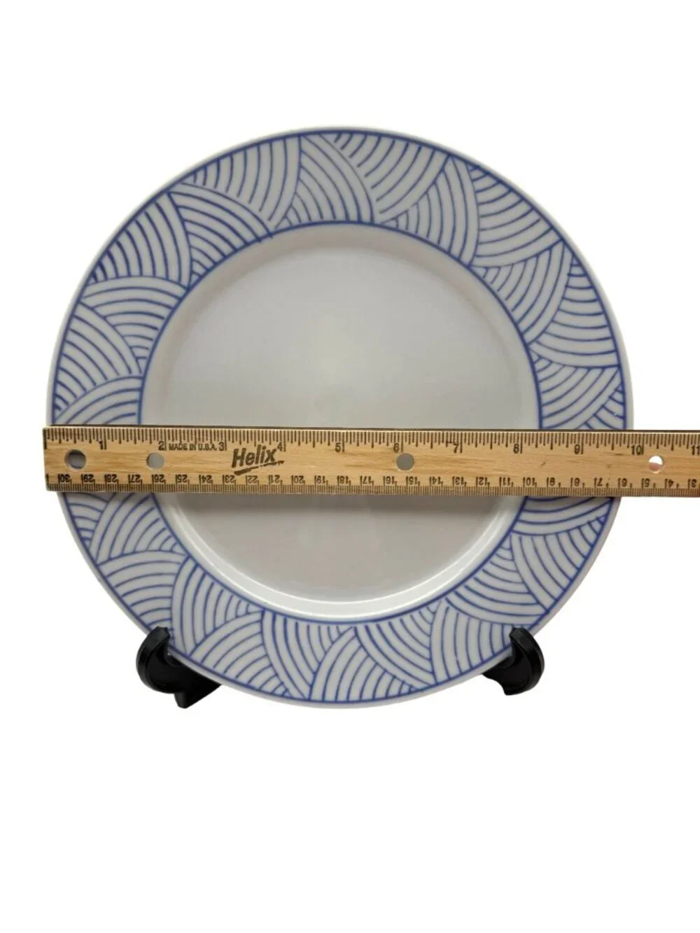 Vtg Pier 1 Luncheon Plates (2) Japanese Blue Wave Pattern Seigaiha 9.75